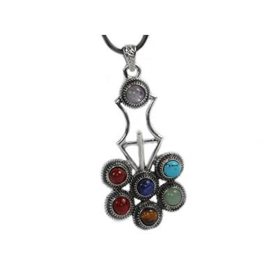 Pendentif Fleur Antique 7 Chakras Montage Argenté