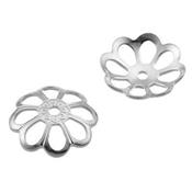 Coupelle Fleur Ajourée de 8,5 mm avec trou en Argent 925 (Lot de 2 coupelles)