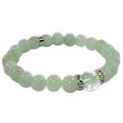 Bracelet en Jade - Pierres Boules de 8 mm et Coeur 12 mm