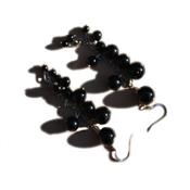 Boucles d'Oreilles en Obsidienne Noire en Grappes