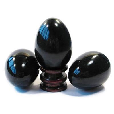 Oeuf en pierre d'Obsidienne Oeil Céleste (5 cm) avec socle