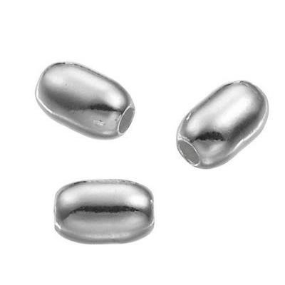 Perle Ovale Lisse 4x3 mm en Argent 925 (Lot de 5 perles)