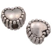 Perle Coeur 6 x 5 mm de style Tibétain en Métal (Par Lot de 2)