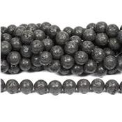 Pierre de Lave Noire Perle Ronde Lisse Percée 6 mm (Lot de 20 perles)