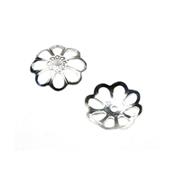 Coupelle Fleur de 9 mm avec trou en Argent 925 (Lot de 2 coupelles)