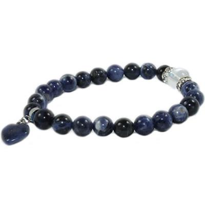 Bracelet en Sodalite - Pierres Boules de 8 mm et Coeur 12 mm