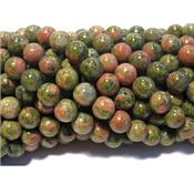 Unakite Perle Ronde Lisse Percée 6 mm (Lot de 20 perles)