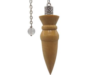 Pendule Artisanal Amon de Radiesthésie en bois de Buis et chaînette en métal argenté - Pièce unique numéro PRBBUIS-001