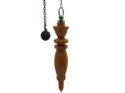 Pendule Artisanal Egyptien de Radiesthésie en bois d'Oranger et chaînette en métal laiton - Pièce unique numéro PRBORANGE-001